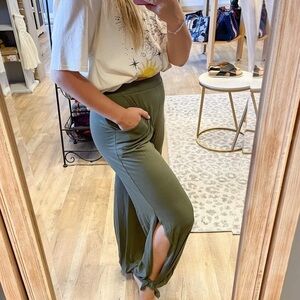 7th Ray Women's olive green Wide Leg Pants